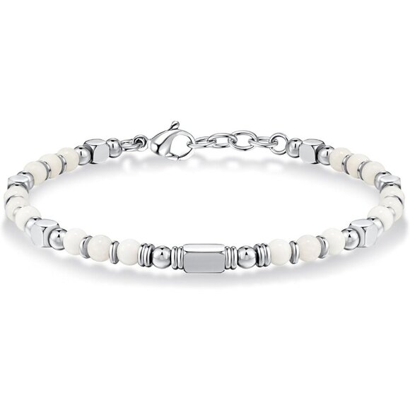 Silver & White Boho Beaded Bracelets for Women Trendy Jewelry Gifts for Lover - Picture 1 of 7